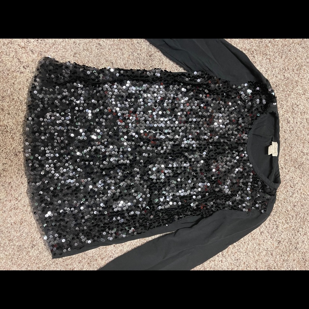 Like new JCrew sequined black party top